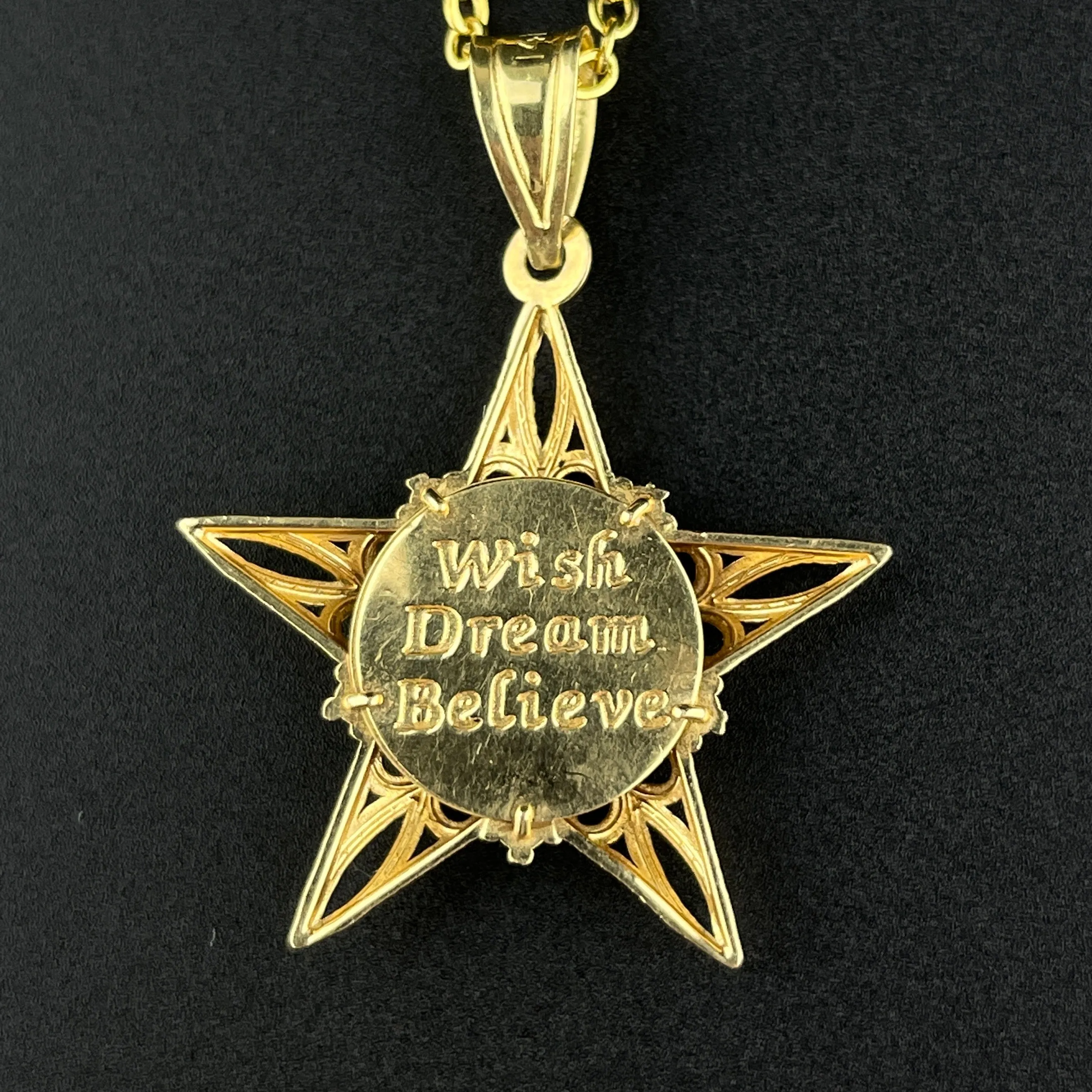 14K Gold Filigree Diamond Star Pendant Necklace