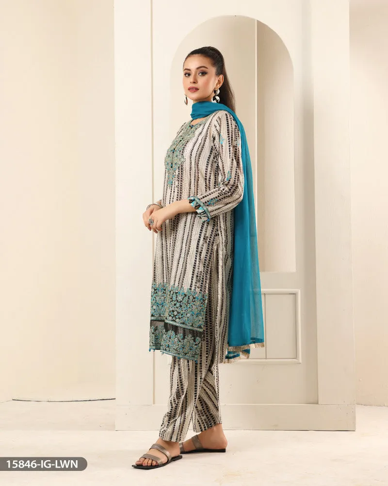 15846 Readymade Casual lawn Suit