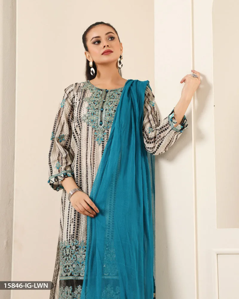 15846 Readymade Casual lawn Suit