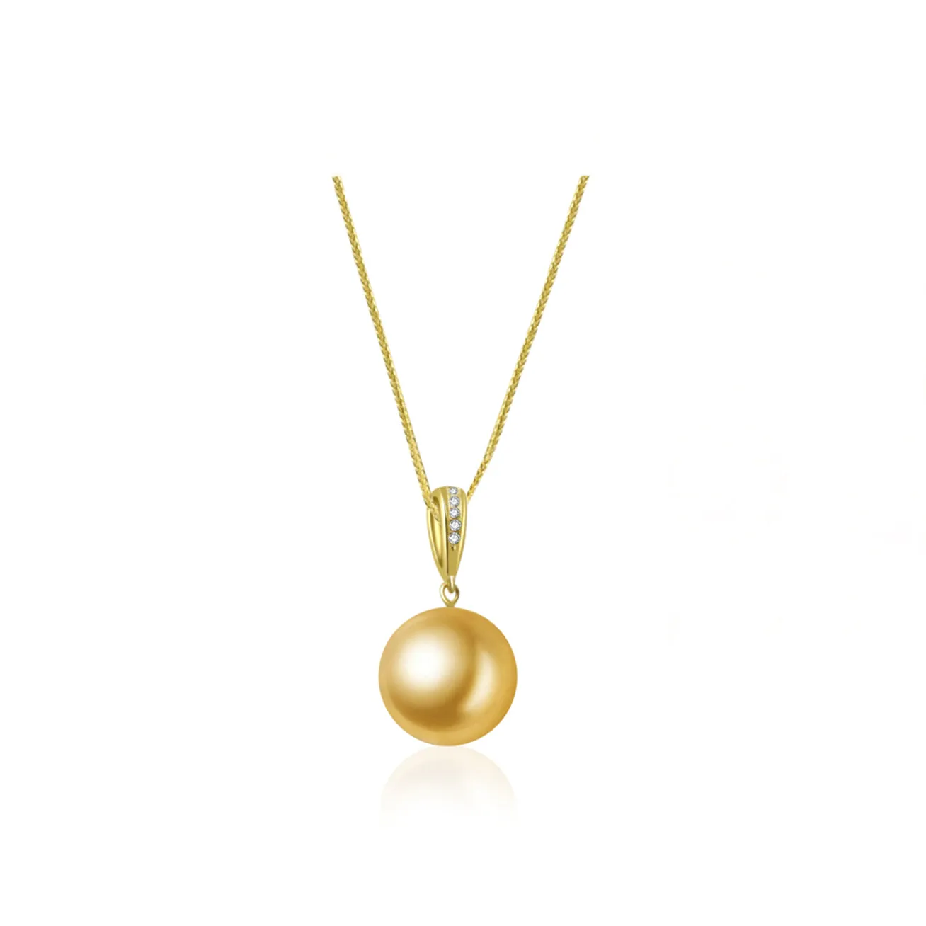 18K Solid Gold South Sea Golden Pearl Necklace KN00073