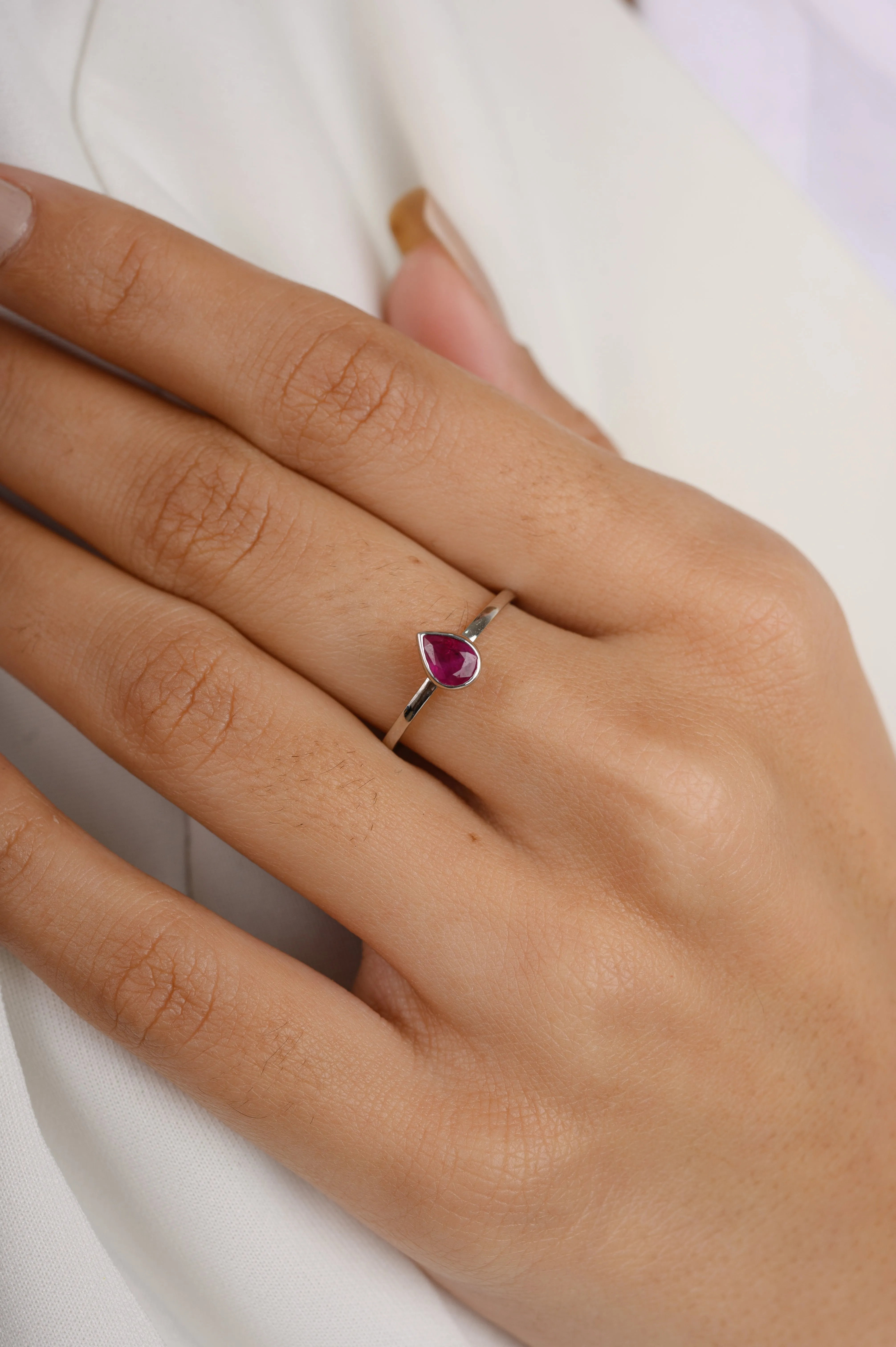 18K White Gold Statement Ruby Ring