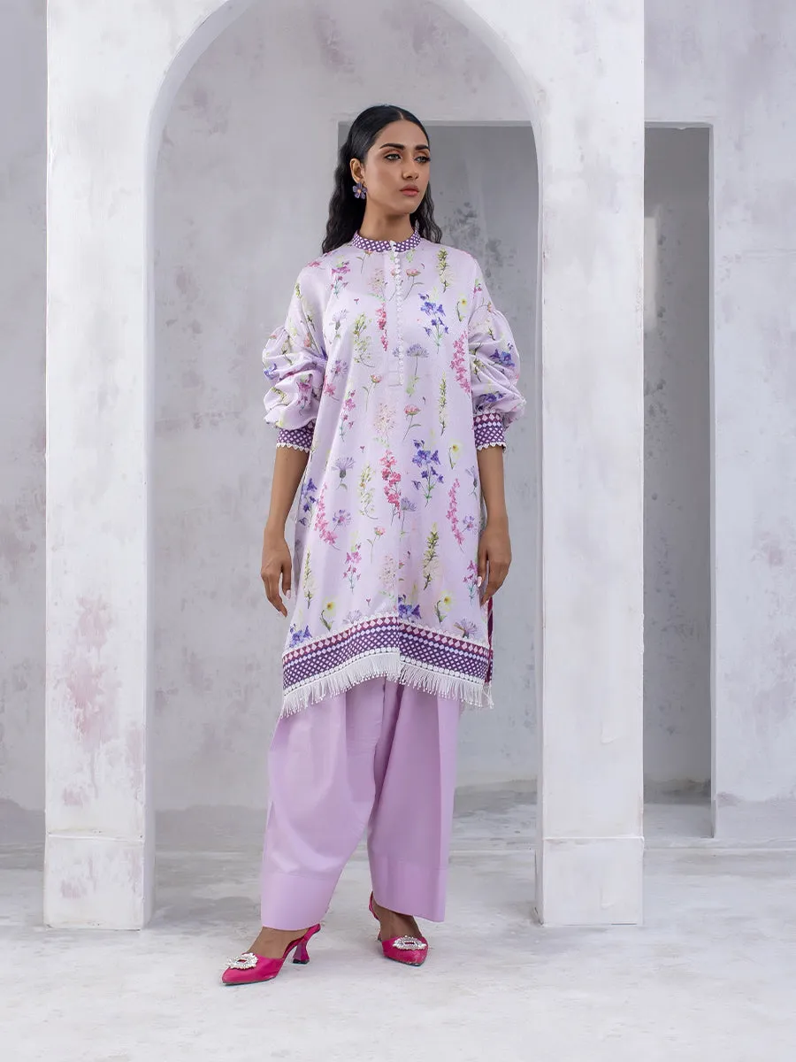 1pc Unstitched Printed Dobby Silk Lawn Kurti