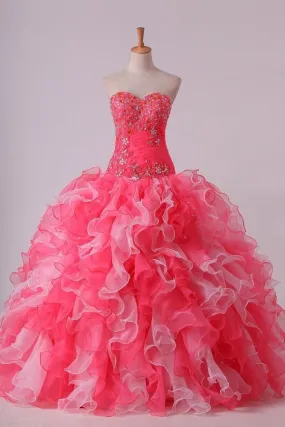 2024 Bicolor Ball Gown Quinceanera Dresses Sweetheart Pleated Bodice With Beads And P98QBEDD