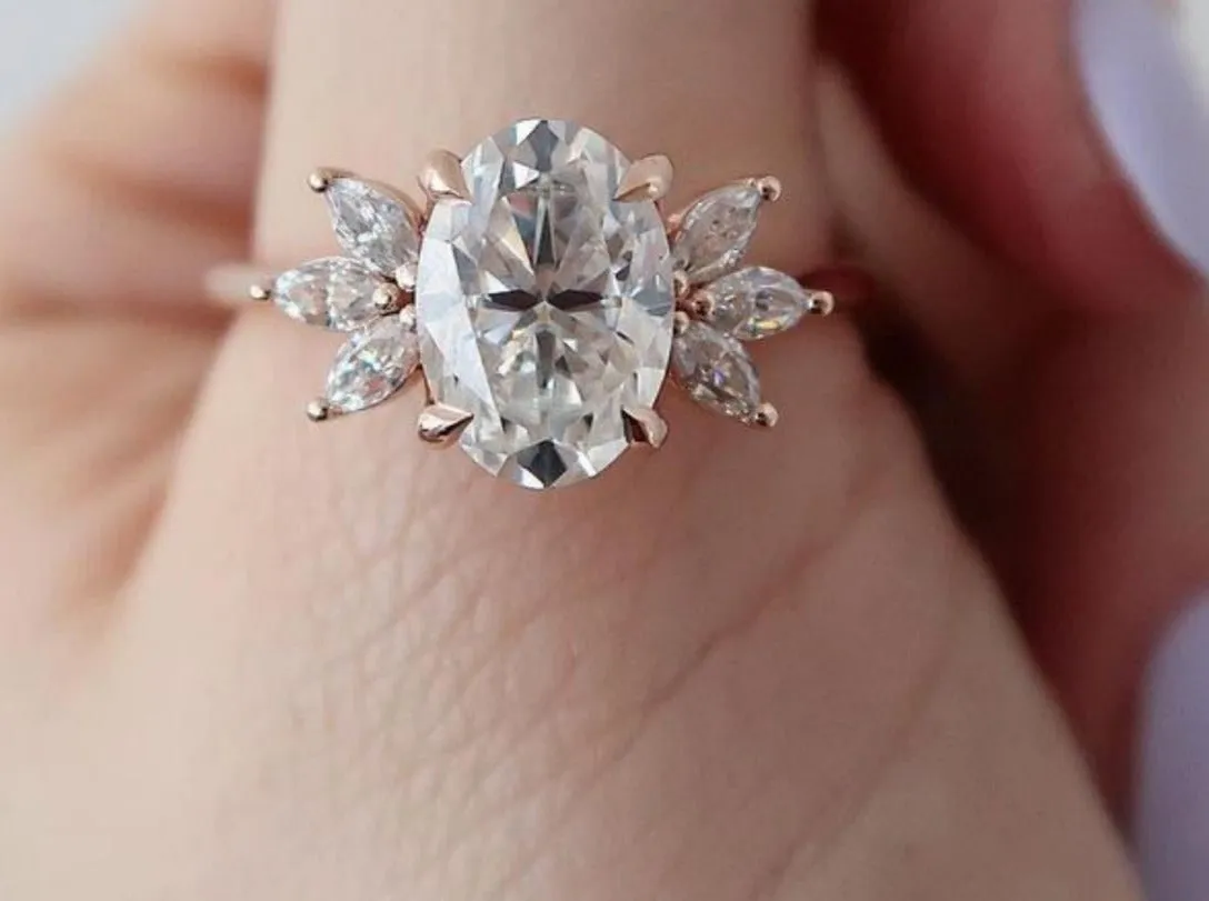 2.5ct Oval cut Rose gold Moissanite engagement ring