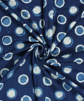 2.5m Blue handblock printed cotton kurta cut piece