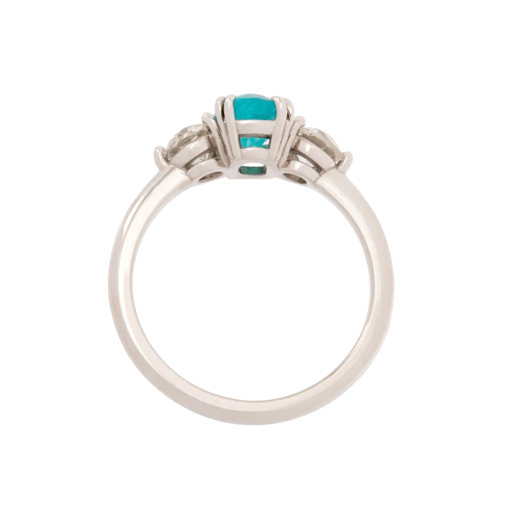 3-Stone AGL Certified Paraiba   Old Mine Cut Diamond Ring