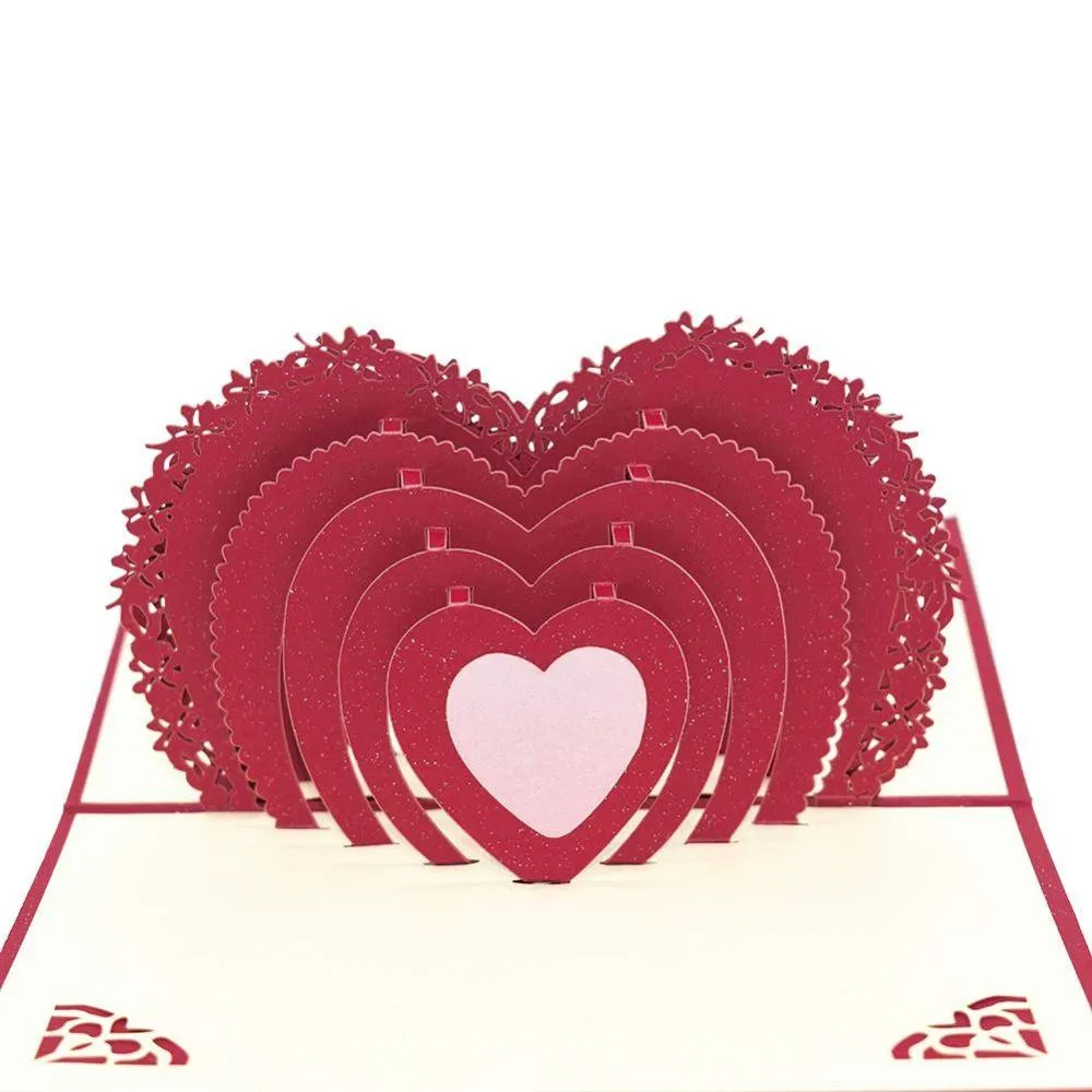 3D Heart Shaped Pop Up Cards Love Valentines Day Greeting Cards Anniversary Gifts Card for Her Wife Husband Women Wedding Card Invitations Handmade Valentine's Day Gift Card Bridal Shower