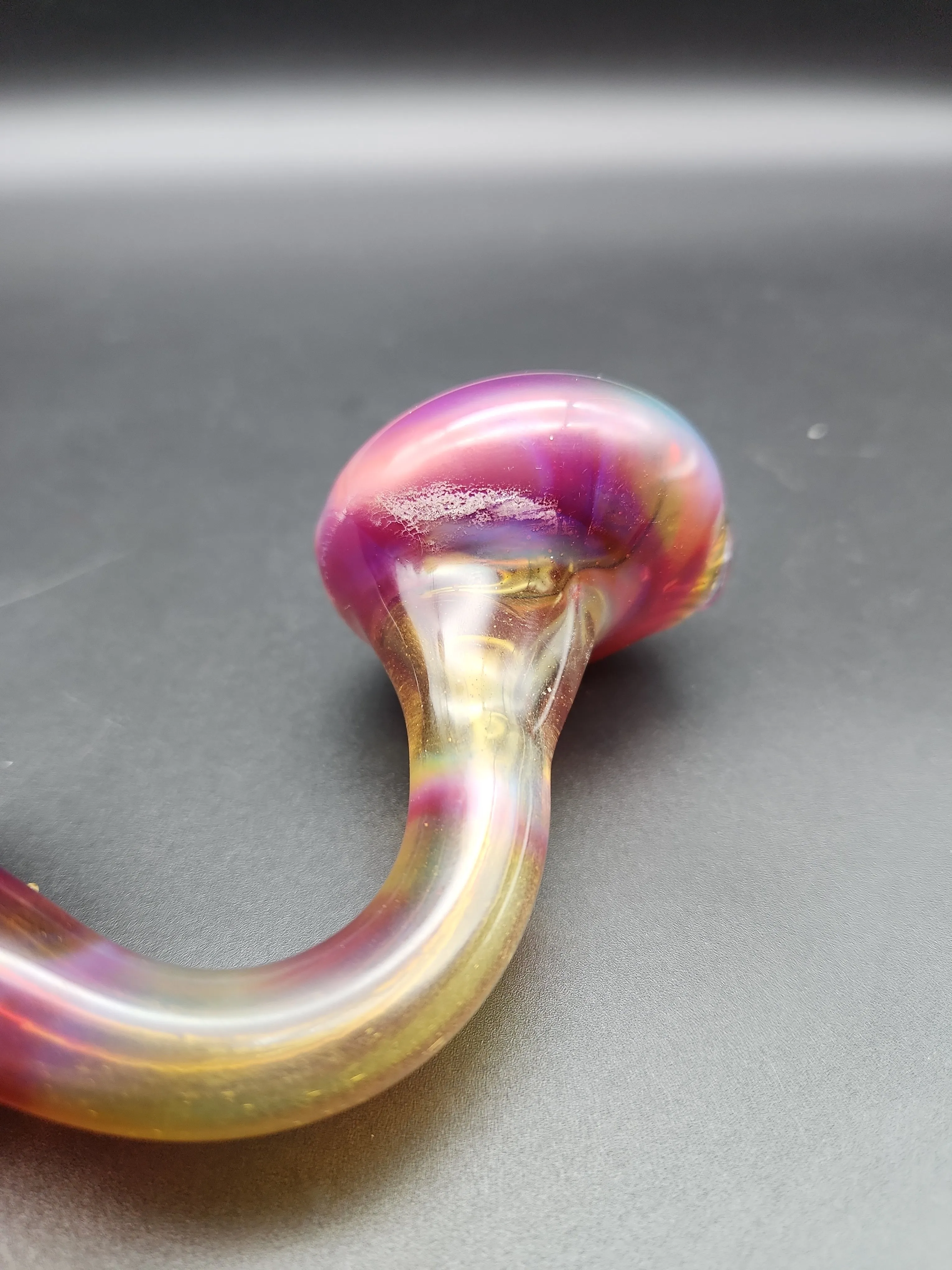 7.5 Fumed Satin Horned Wig Wag Bubbler- by SlynxxGlass