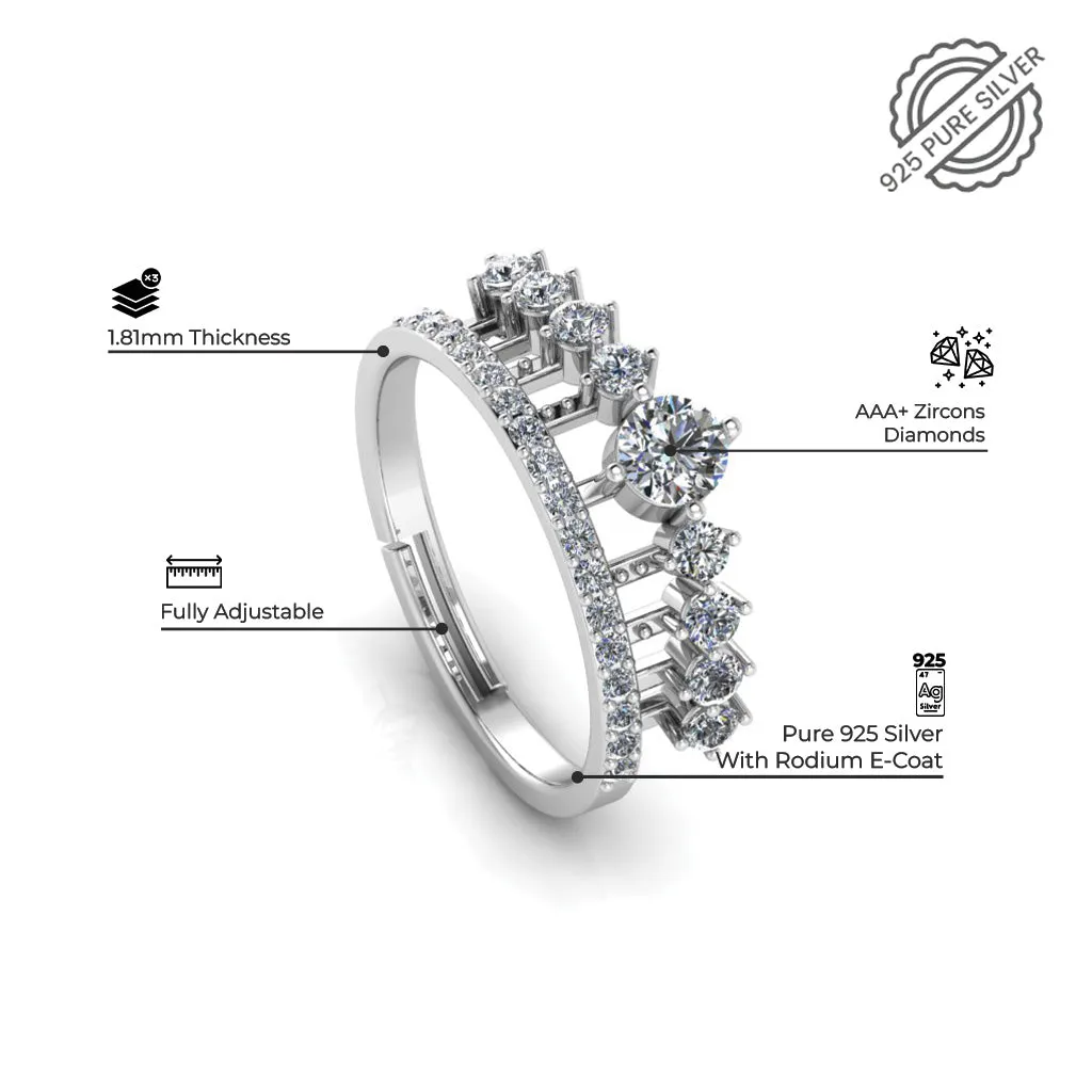 925 Pure Starling Silver Elizabeth's Crown Special and Classy Status Special Couple's Ring