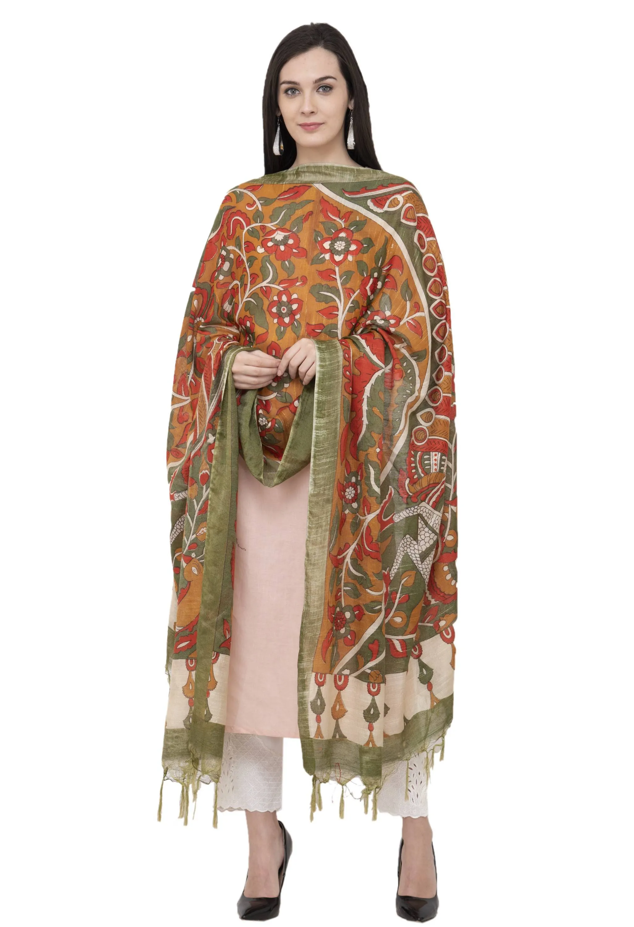 A R Silk Modal Kalamkari Print Fancy Dupatta Color Multi Print Dupatta or Chunni