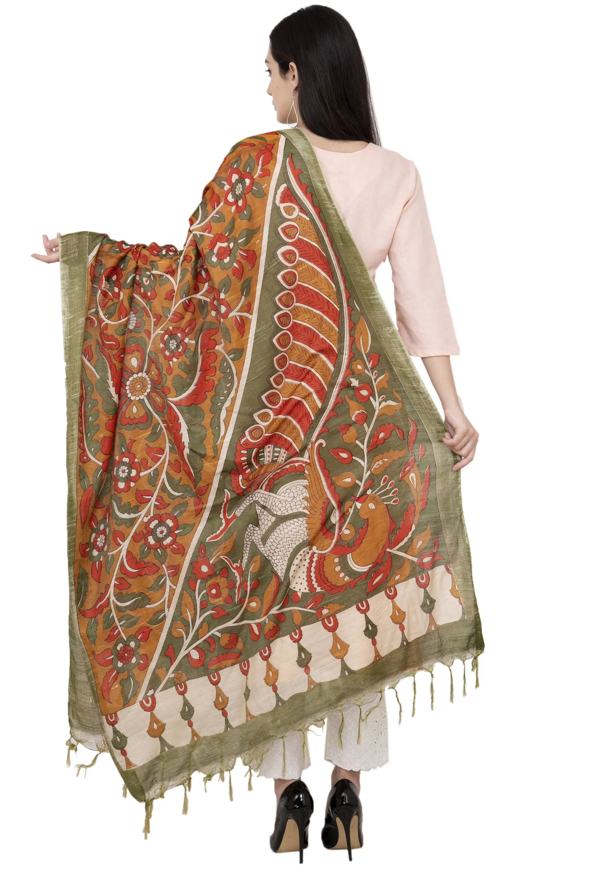 A R Silk Modal Kalamkari Print Fancy Dupatta Color Multi Print Dupatta or Chunni