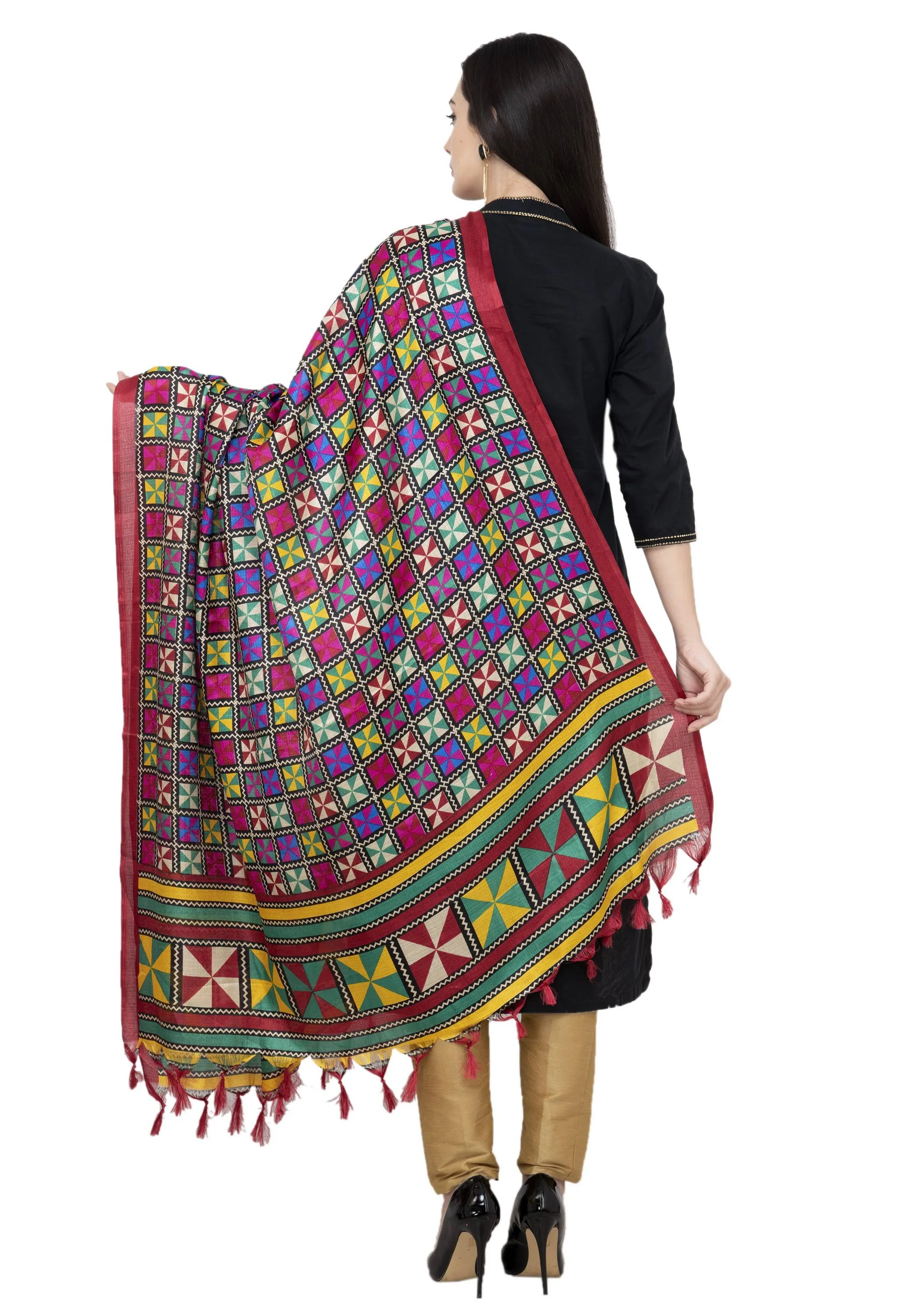 A R Silk Tussar Multi Print Fancy Dupatta Color Multi color Dupatta or Chunni