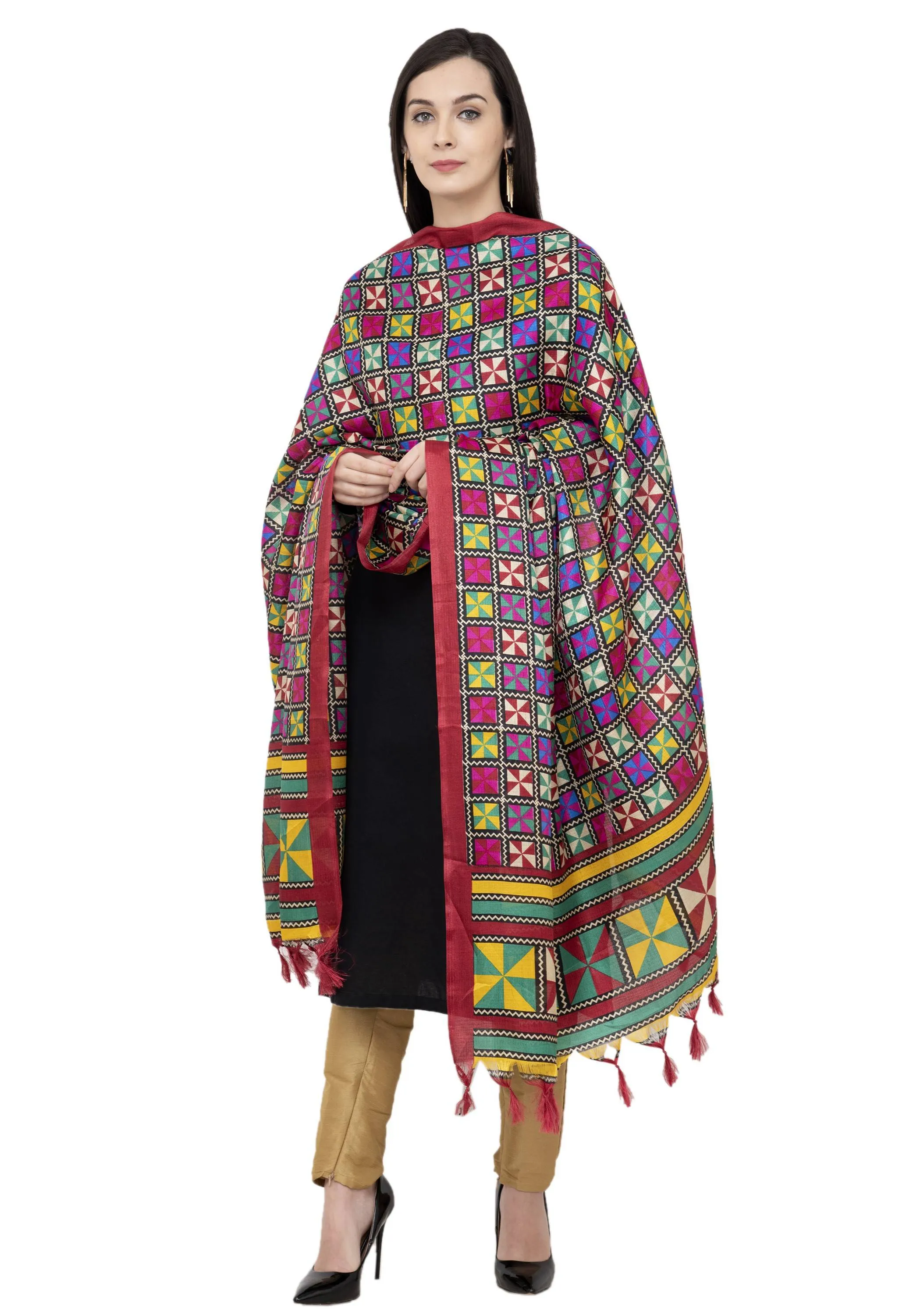 A R Silk Tussar Multi Print Fancy Dupatta Color Multi color Dupatta or Chunni