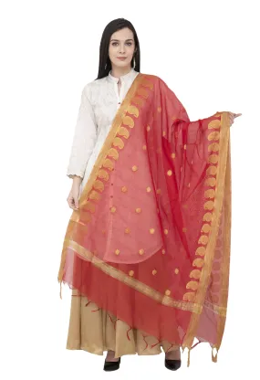 A R SILK VNS Ambi Border Fancy Dupatta Red Color Dupatta or Chunni