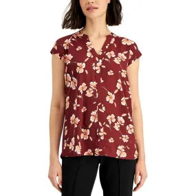 Alfani Womens Floral V-Neck Pullover Top