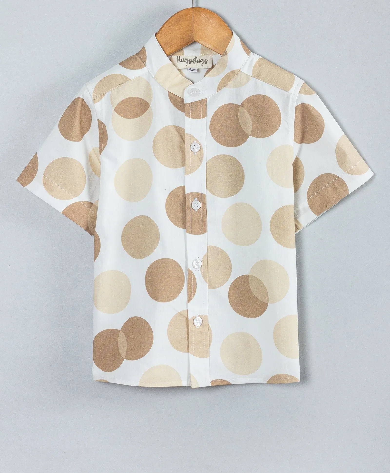 All over dot print boys co-ordinate set-Beige