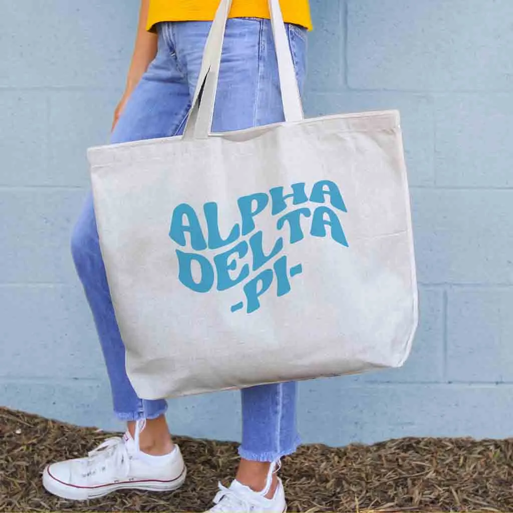 Alpha Delta Pi Large Canvas Sorority Tote Bag with Simple Mod Design