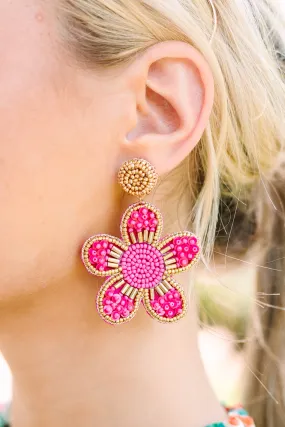 Alright With Me Pink Flower Earrings