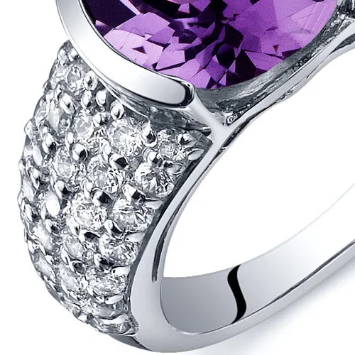 Amethyst Sterling Silver Ring 3.25 Carats Size 8