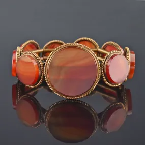 Antique Victorian Scottish Carnelian Banded Agate Bracelet