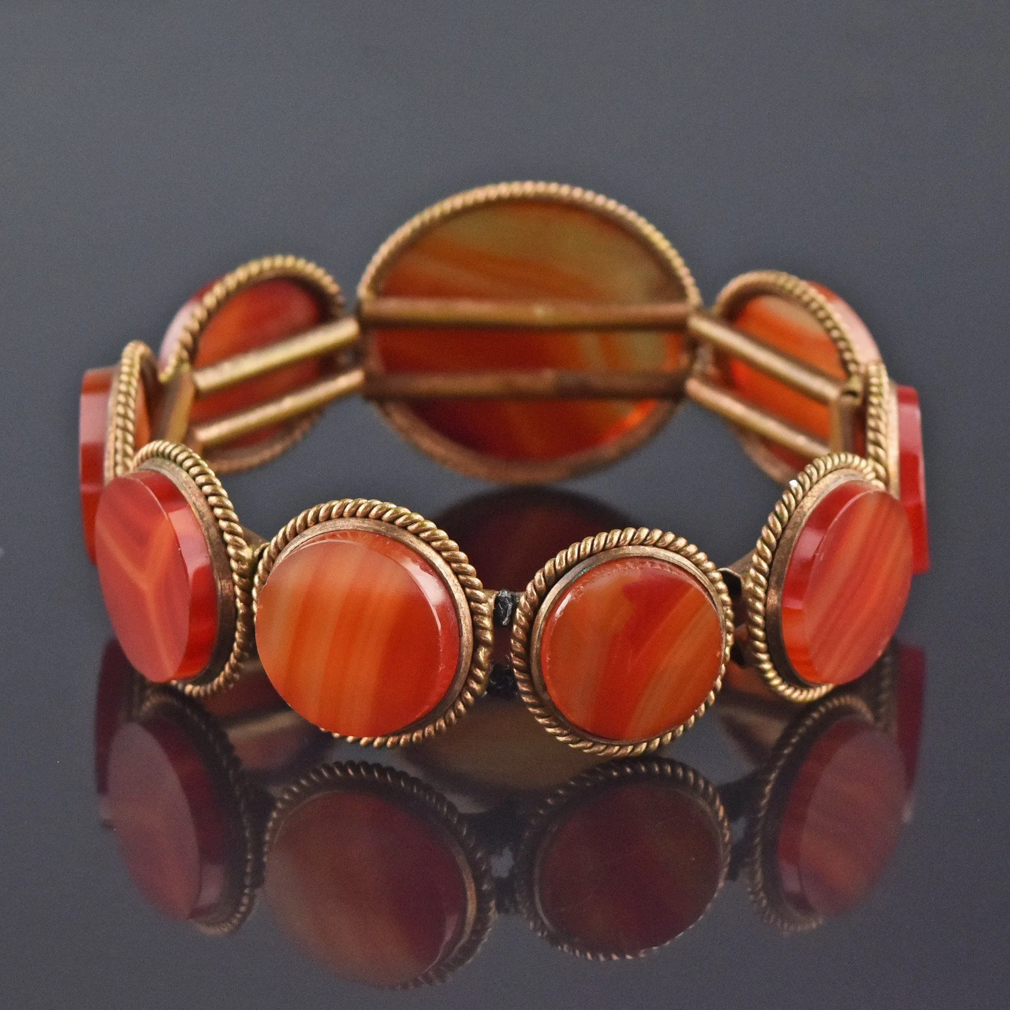 Antique Victorian Scottish Carnelian Banded Agate Bracelet