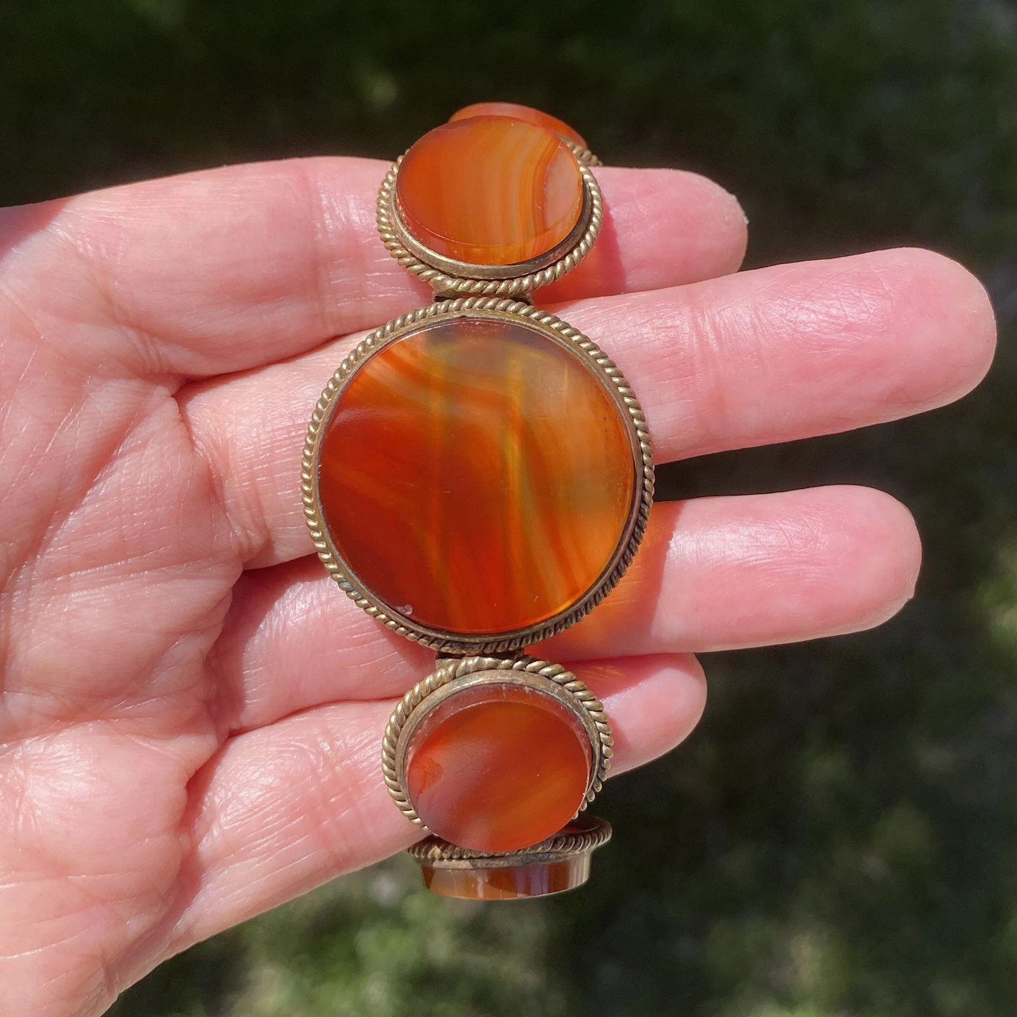 Antique Victorian Scottish Carnelian Banded Agate Bracelet