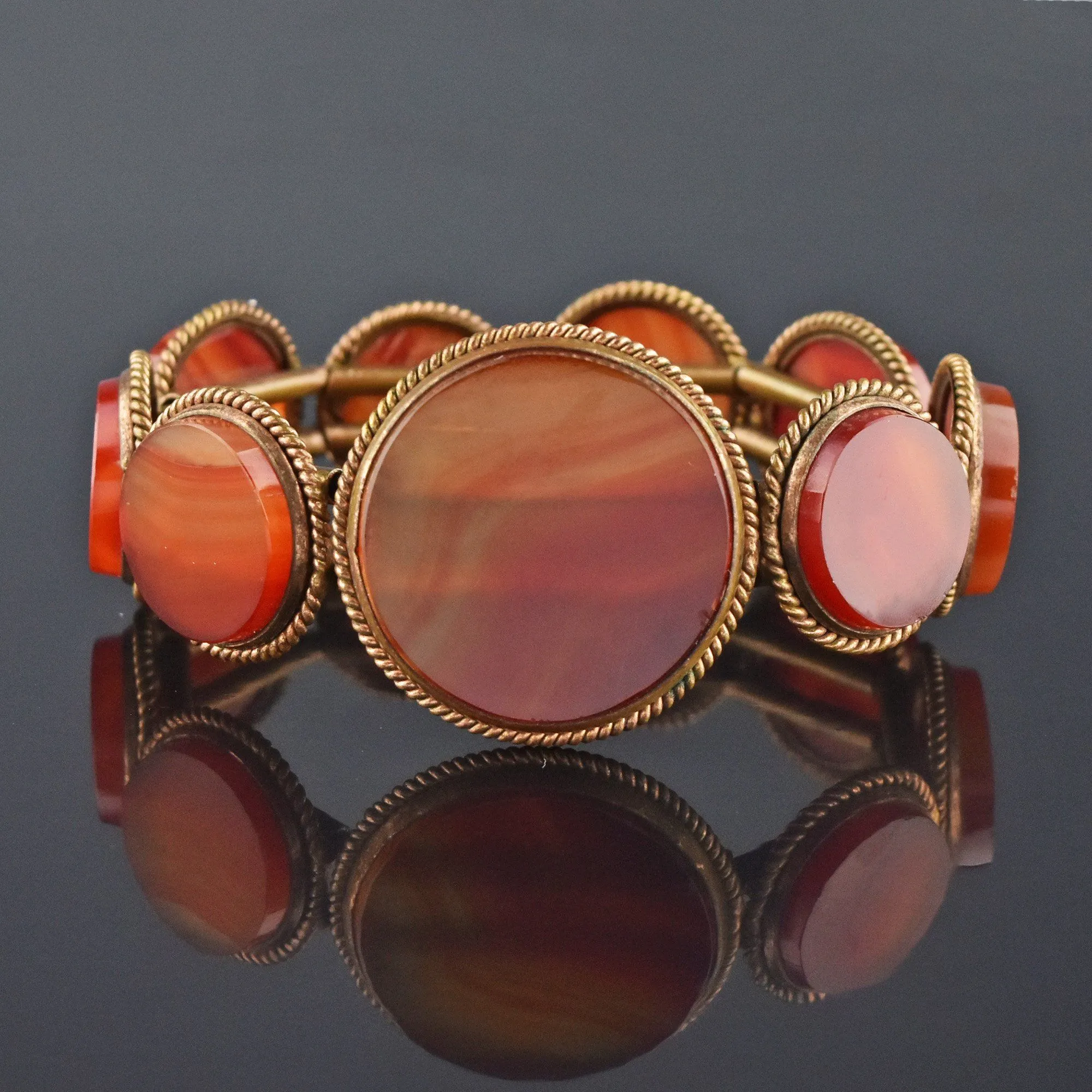 Antique Victorian Scottish Carnelian Banded Agate Bracelet