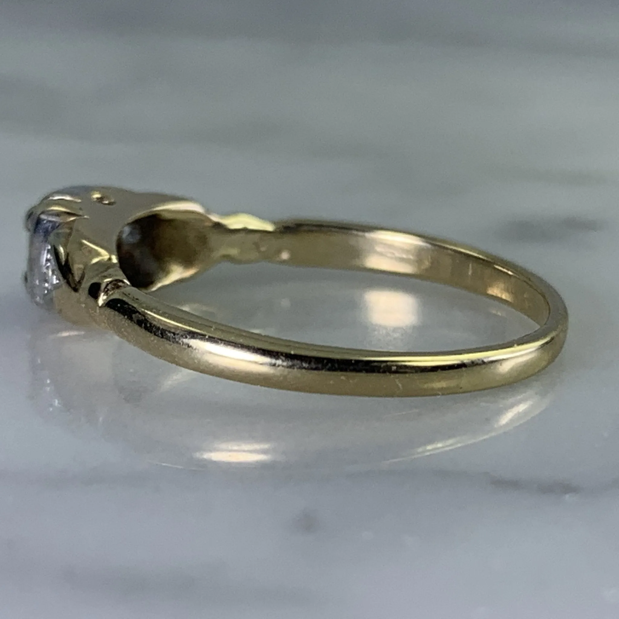 Art Deco Diamond Engagement Ring in 14K Gold. Unique Engagement Ring. 1920s Proposal Ring