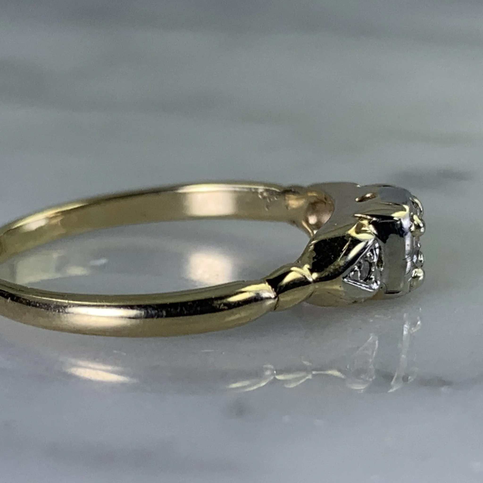 Art Deco Diamond Engagement Ring in 14K Gold. Unique Engagement Ring. 1920s Proposal Ring