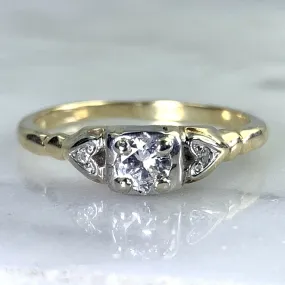 Art Deco Diamond Engagement Ring in 14K Gold. Unique Engagement Ring. 1920s Proposal Ring