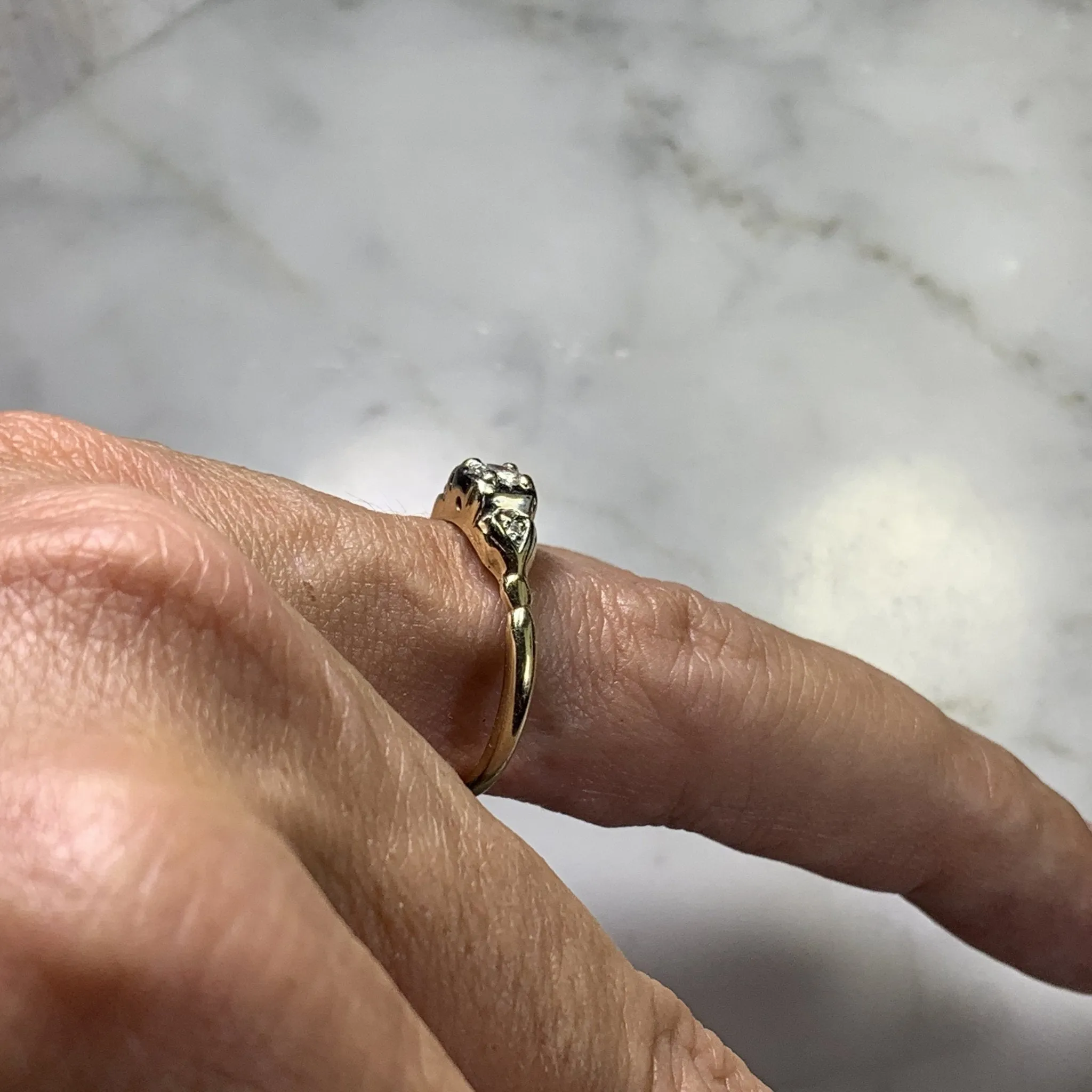 Art Deco Diamond Engagement Ring in 14K Gold. Unique Engagement Ring. 1920s Proposal Ring