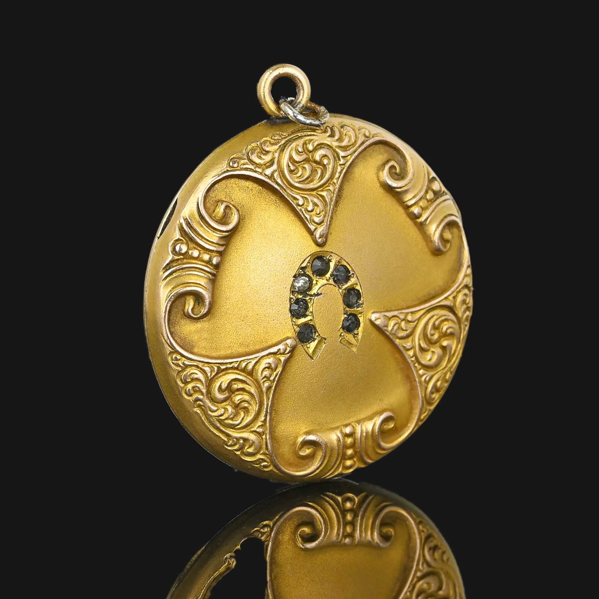 Art Nouveau Gold Filled Paste Horseshoe Locket