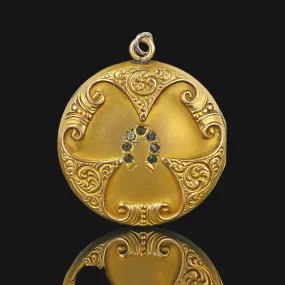 Art Nouveau Gold Filled Paste Horseshoe Locket