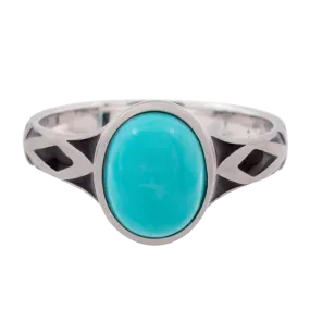 Aztec Small Style Oval Turquoise Ring