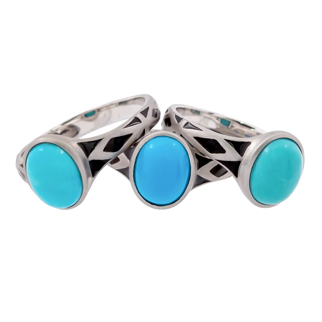 Aztec Small Style Oval Turquoise Ring