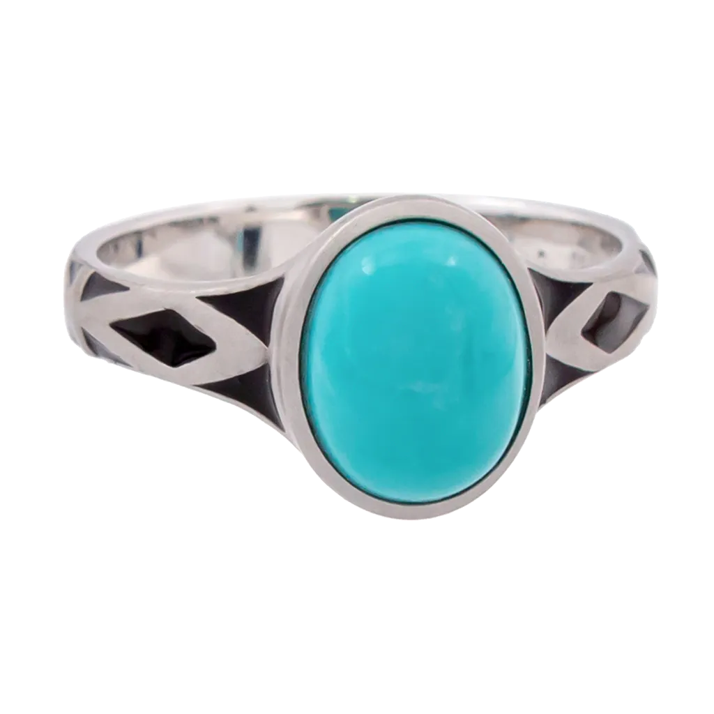 Aztec Small Style Oval Turquoise Ring