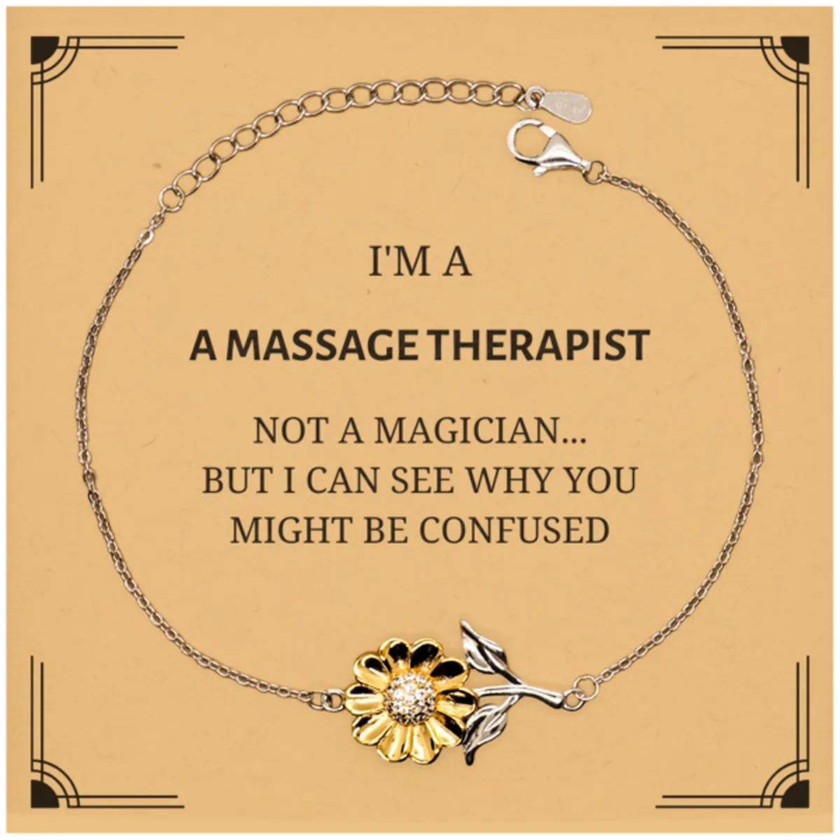 Badass Massage Therapist Gifts, I'm Massage Therapist not a magician, Sarcastic Sunflower Bracelet for Massage Therapist Birthday Christmas for  Men, Women, Friends, Coworkers