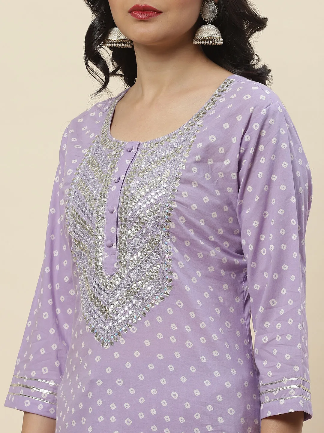 Bandhani Printed Cotton Kurti With Sharara