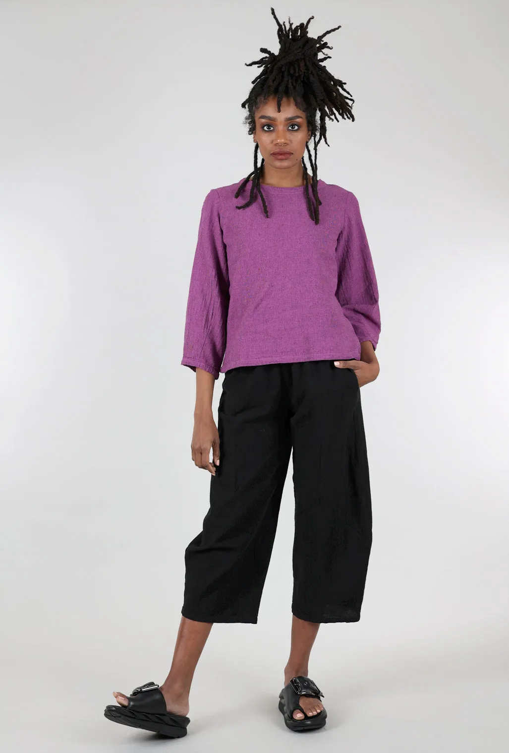 Barrel Crop Crosshatch Pant, Black