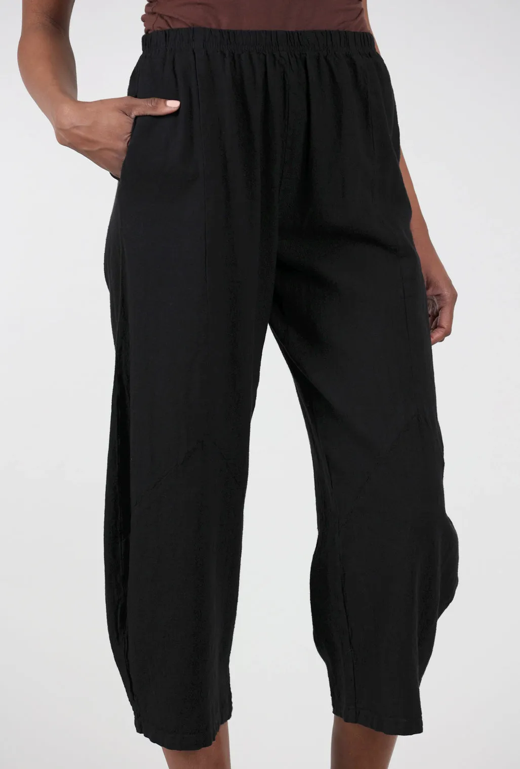 Barrel Crop Crosshatch Pant, Black