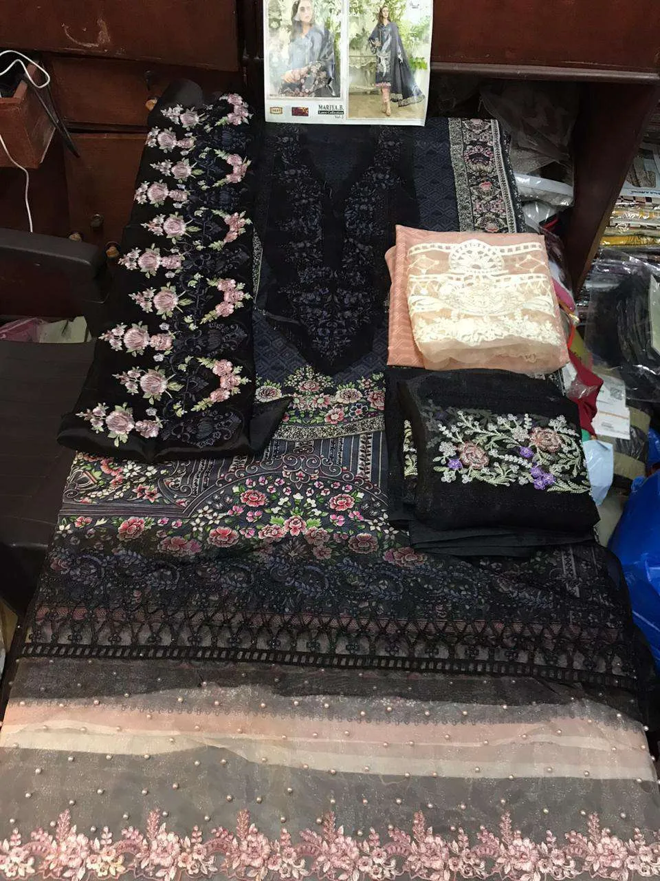 Black Mariya B Lawn Cotton Designer Pakistani Wear 1637B