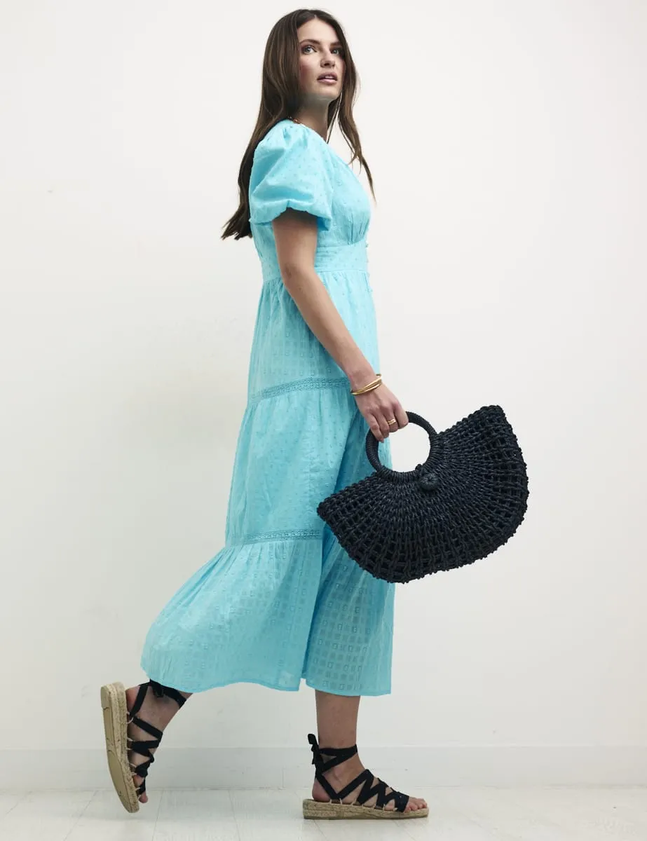 Blue Puff Sleeve Cici Midaxi Dress