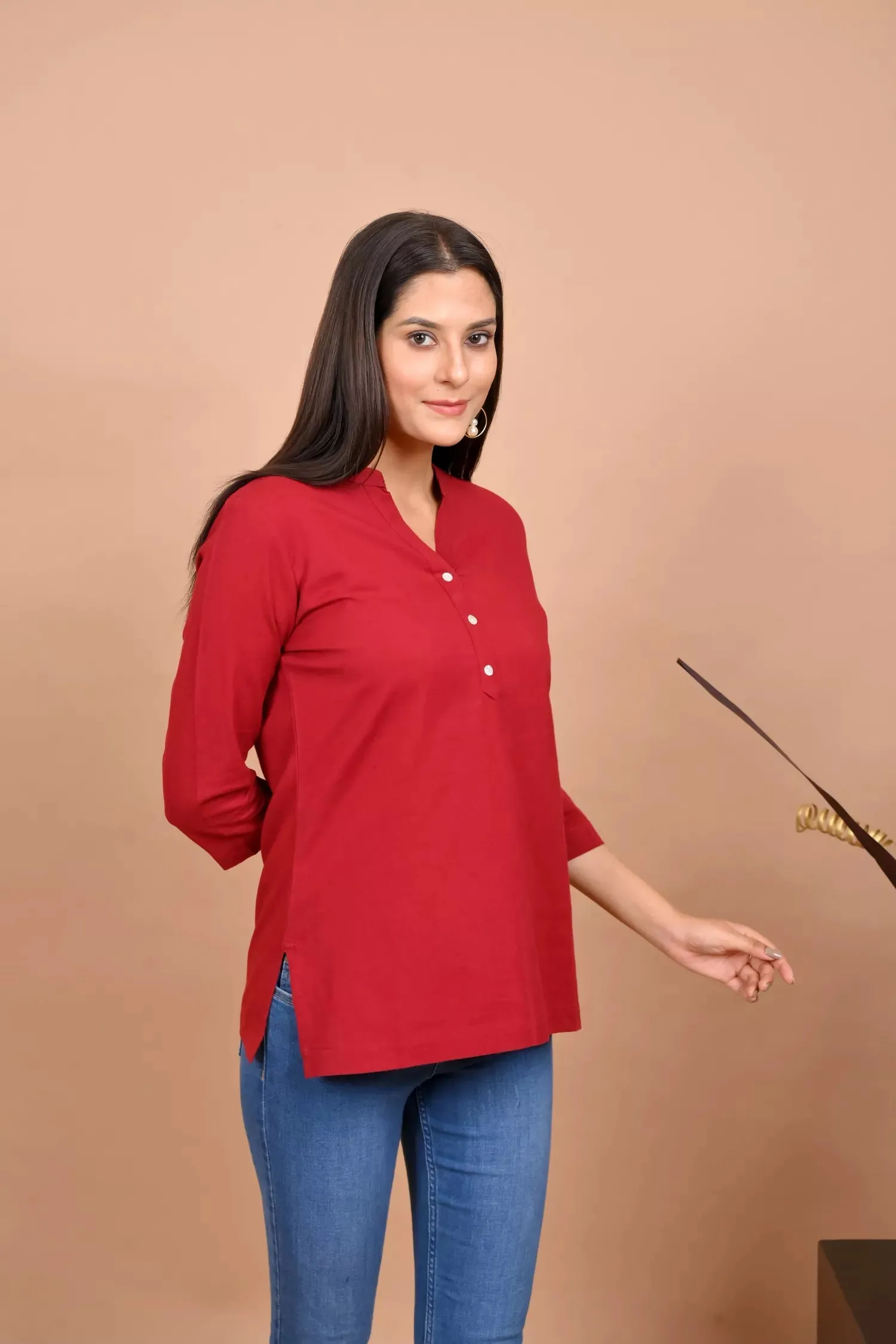 Brick Red Short Kurti