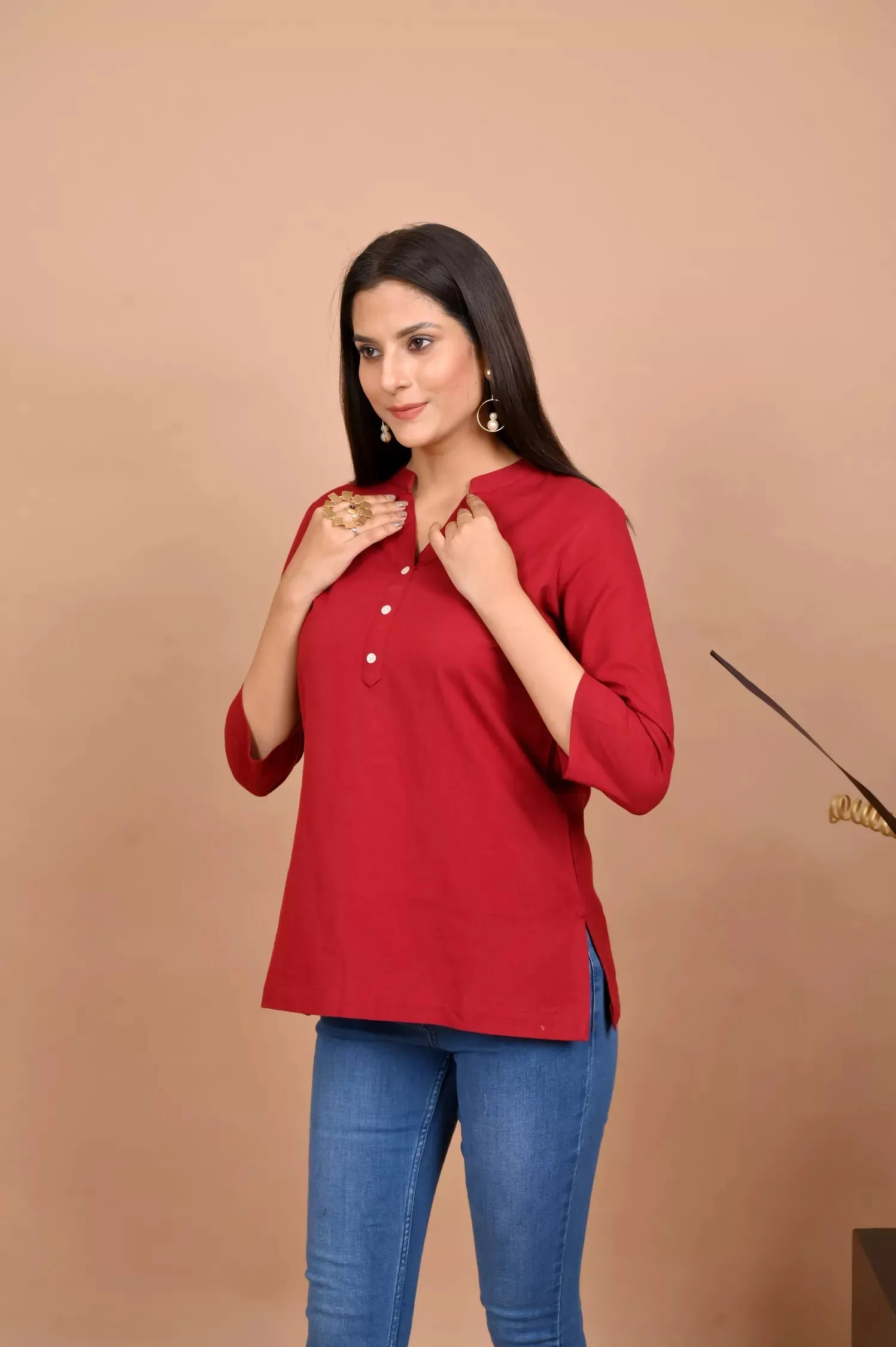 Brick Red Short Kurti