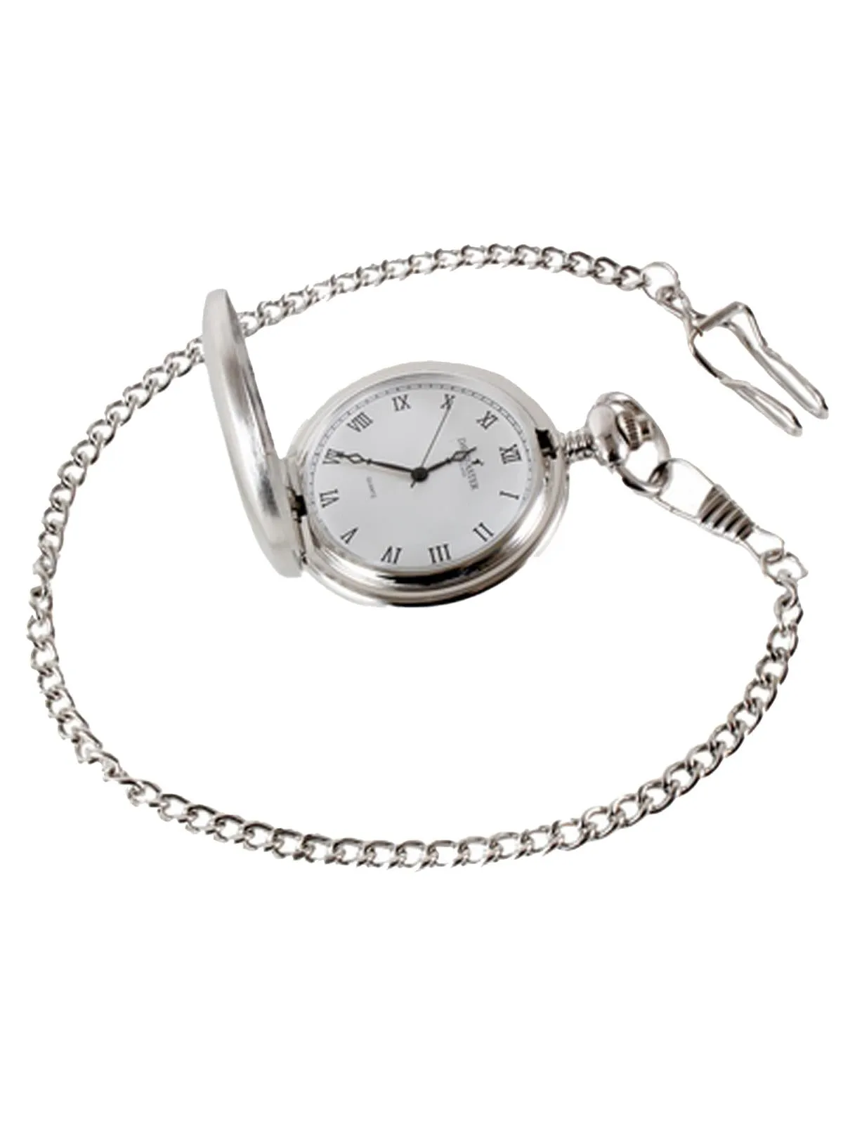 Brushed Silver Quartz Pocket Fob Watch