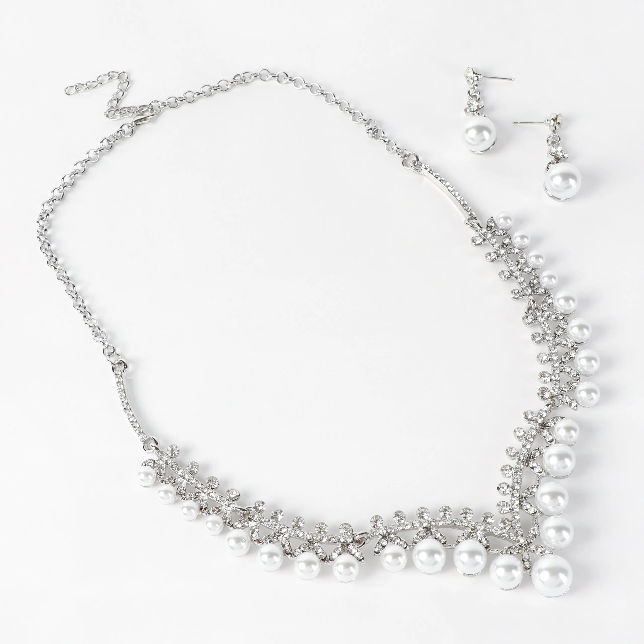 Celeste Pearl & Rhinestone Necklace & Earring Set