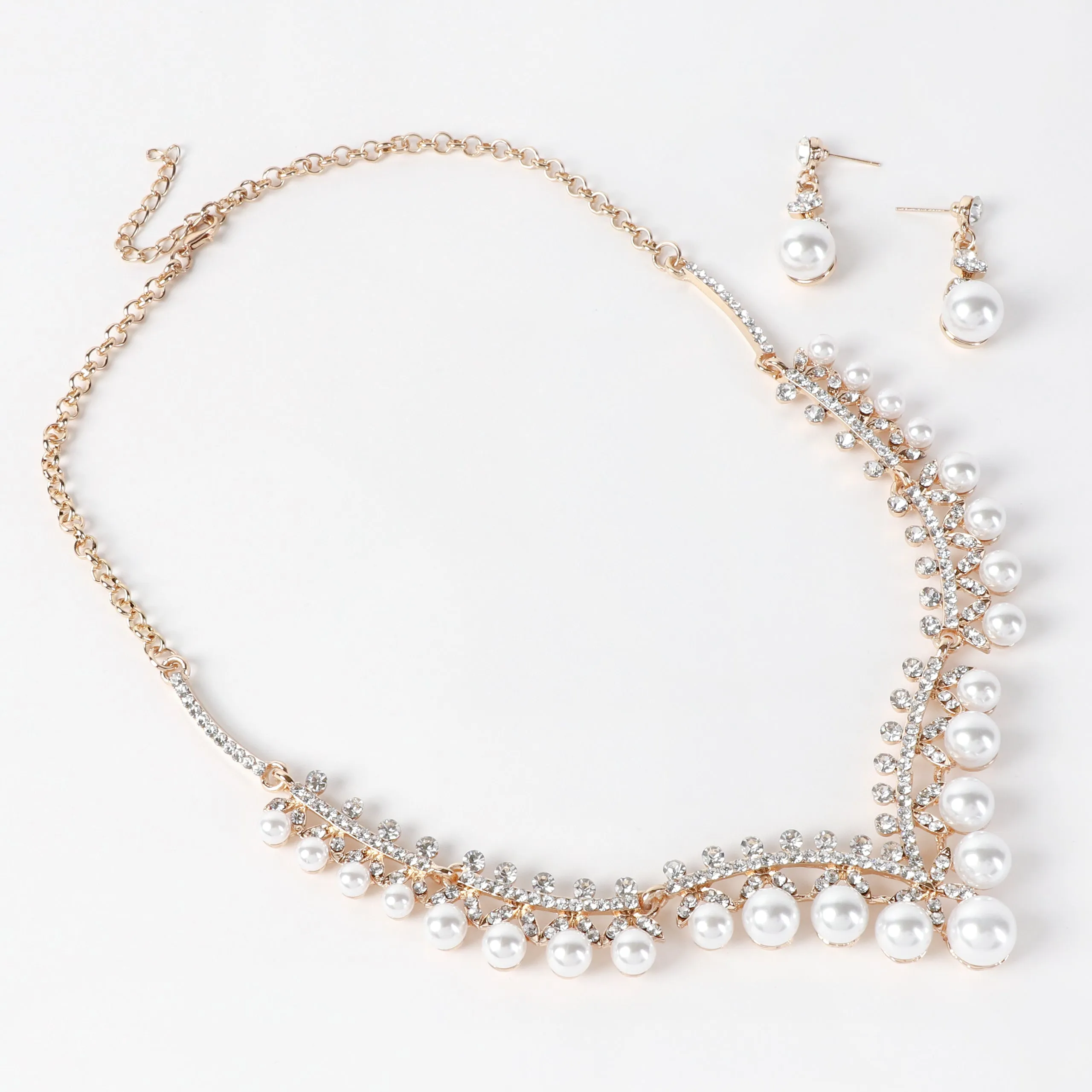 Celeste Pearl & Rhinestone Necklace & Earring Set