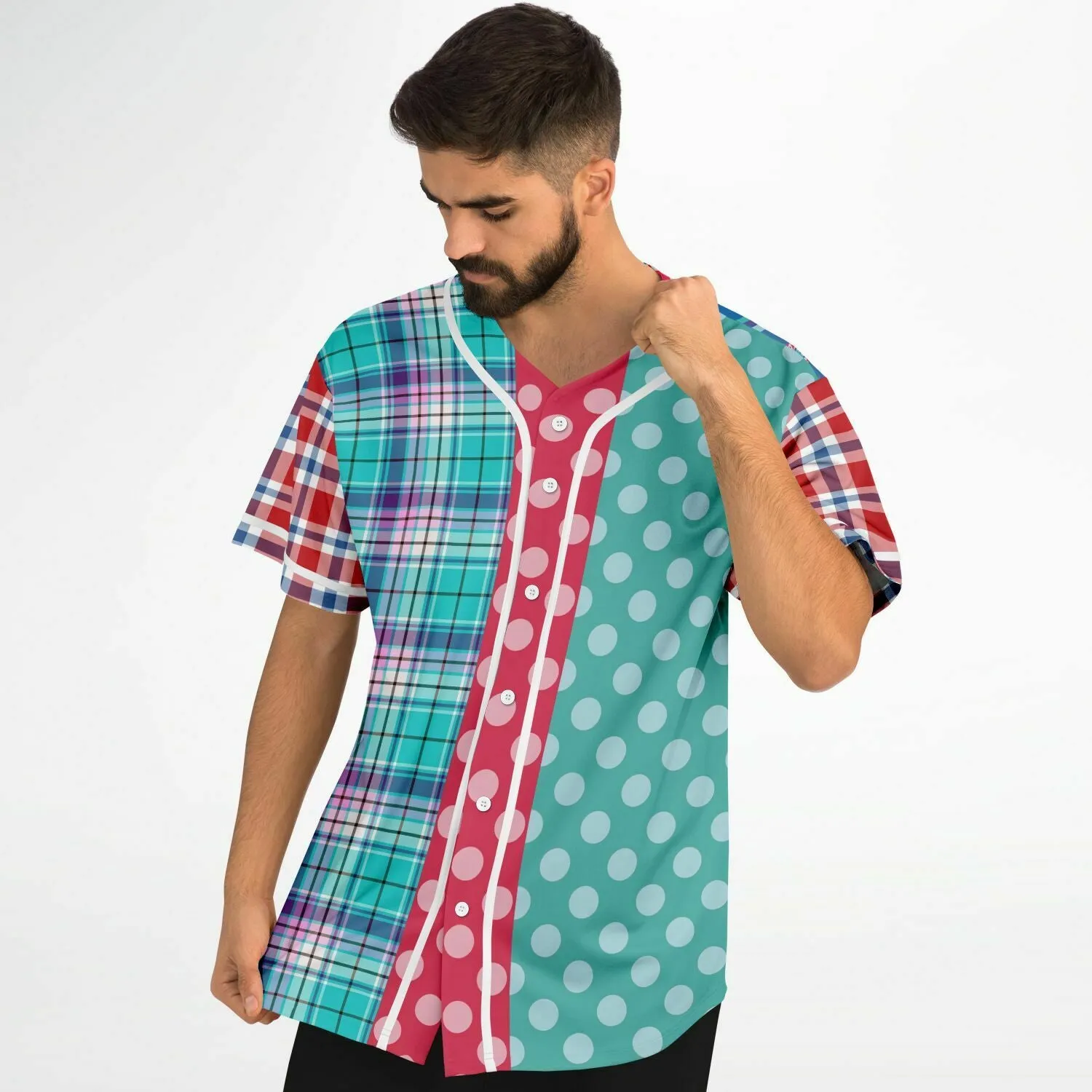 Cerulean Plaid Paisley Button Front Jersey