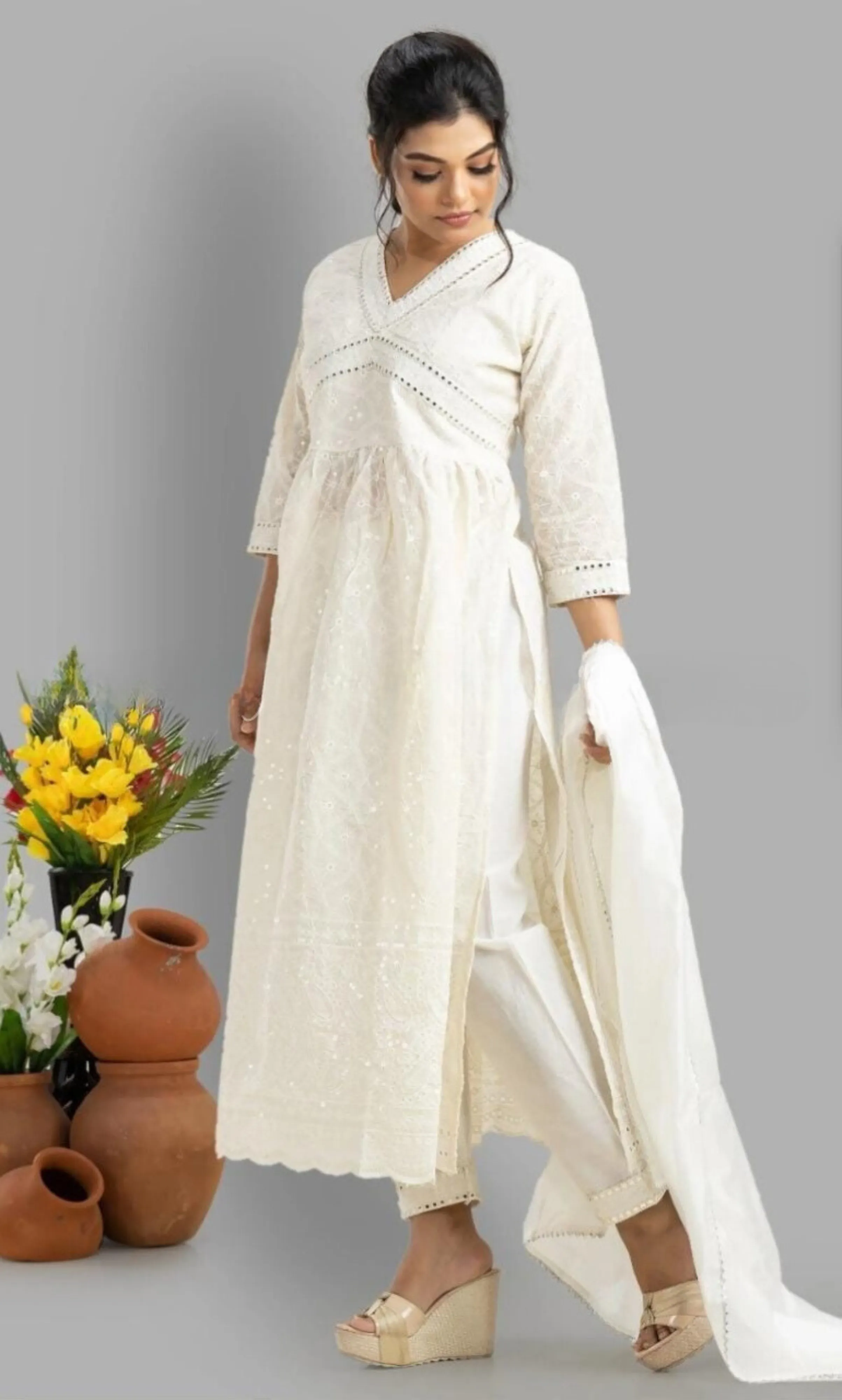 Chikankari Embroidered Suit Set