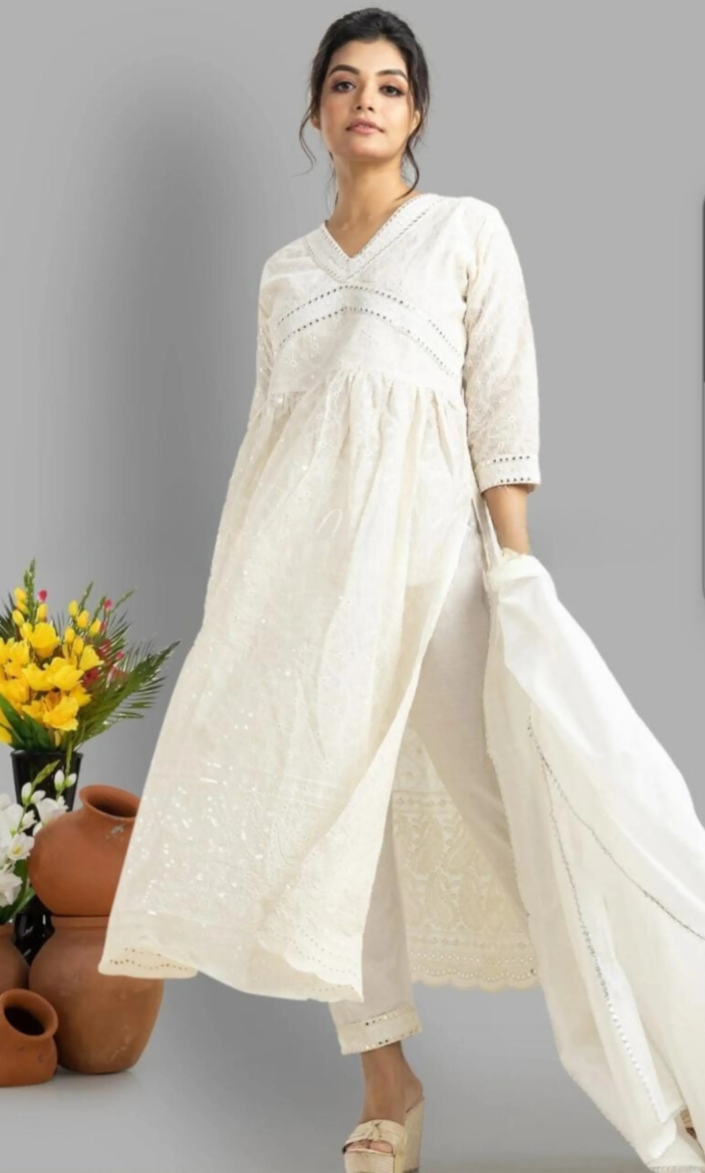 Chikankari Embroidered Suit Set